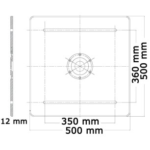 
Support de table base carrée 500 x 500 mm 
