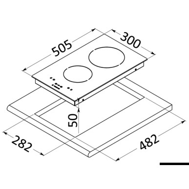 Plan de cuisson vitrocéramique 2 feux | EAN 8033137216671 Ref 50.707.82