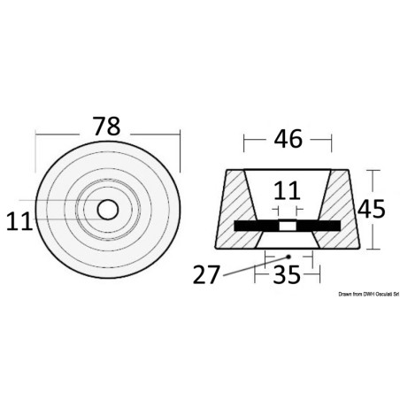 
Anode circulaire aluminium  fixer avec un boulon 
