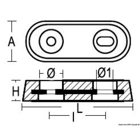 
Anode magnésium oval Vetus 250 g 
