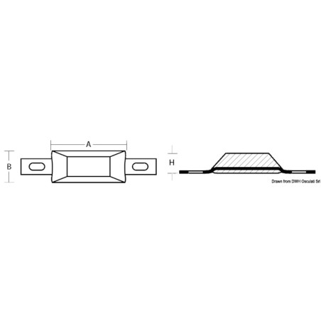 
Anode rectangulaire avec encoche 96x40x25 mm 
