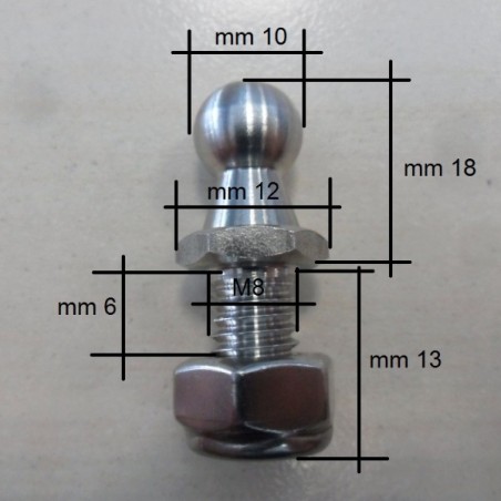 Boule acier avec filetage pour montage de ressorts à gaz x 10 pcs