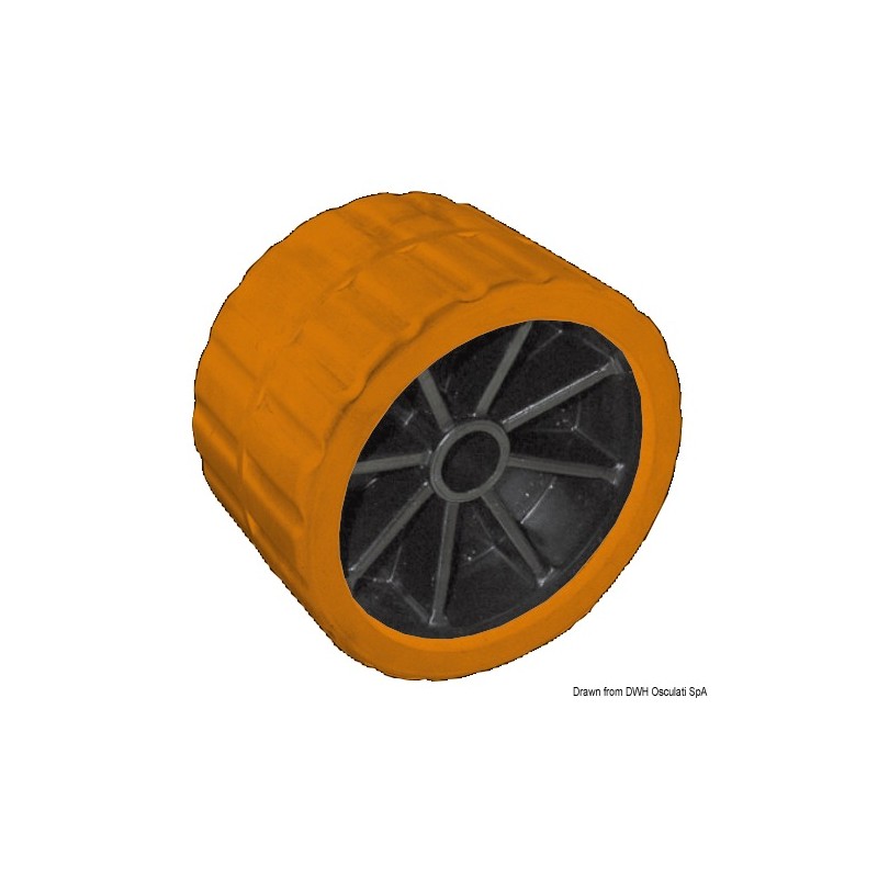 
Roue centrale orange 75 mm Ø trou 15 mm 
