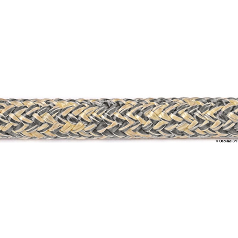 
Double tresse Kevlar et polyester jaune-gris 6 mm 
