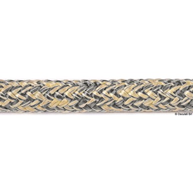 Double tresse Kevlar+ polyester jaune-gris 12 mm  Ref 06.411.12GR