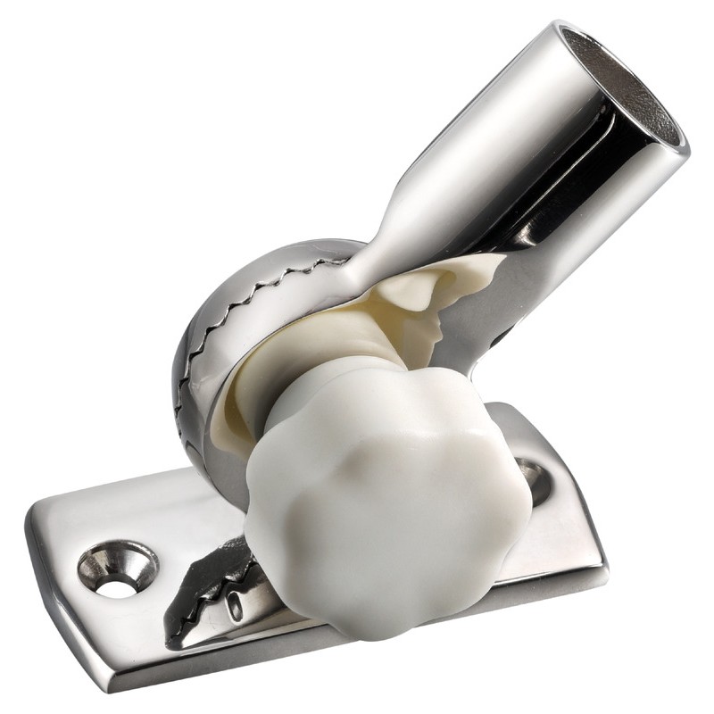 
Base inox réglable avec bouton blanc 
