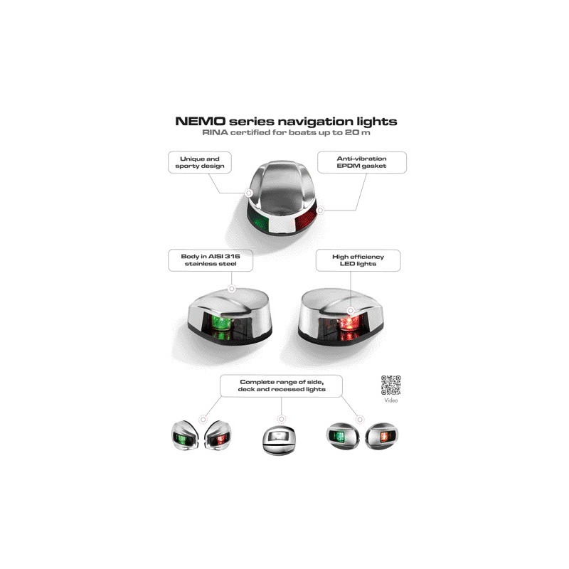 
Feu navigation LED NEMO - 225° proue Bulk montage horizontal
